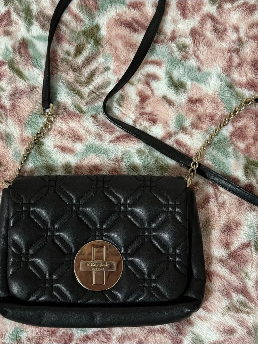 kate spade Black Quilted Leather Crossbody Bag with Gold-Tone Hardware